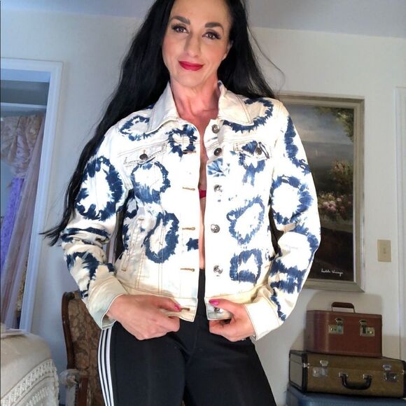 Style & Co denim jean jacket bleached pattern - Picture 1 of 6